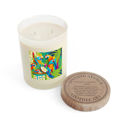 Colorful Macaws Scented Candle - Full Glass, 11oz - The White Tea & Fig, The Lavender & Sage, and The Ocean Mist & Moss
