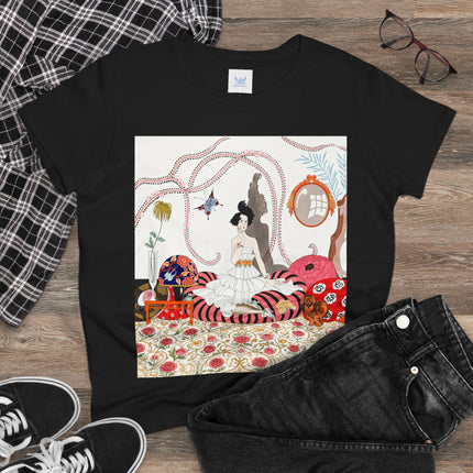 🌹🐕 The Rose Salon Companion Cotton Tee – Art Deco Fashion & Dog Elegance