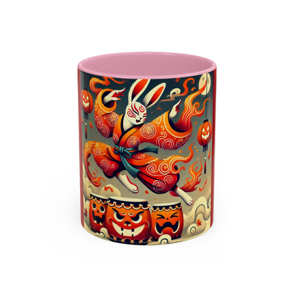 Jack-O’-Lantern Drums & The Kabuki Rabbit Colorful Mugs (11oz, 15oz)