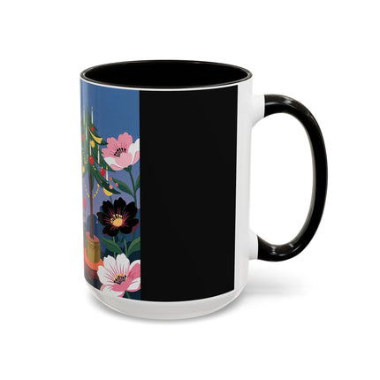 🌹🎄 The Lady Of The Candlelit Rose Tree Colorful Mug – Art Deco Christmas Garden