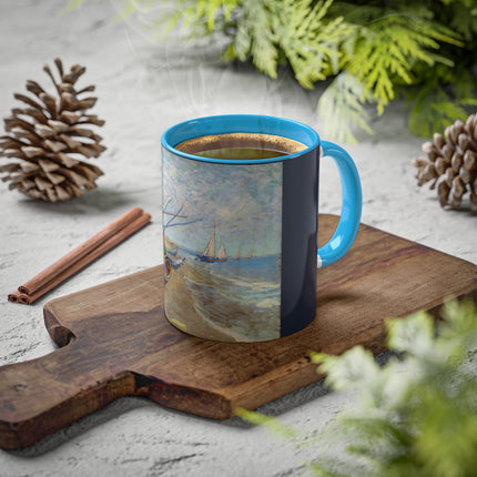 Fishing Boats on the Beach at Saintes-Maries by Vincent Van Gogh Colorful Mugs, 11oz