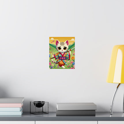 ⚔️🐱 Samurai Kitten Matte Vertical Poster – Courage, Honor & Whimsical Adventure