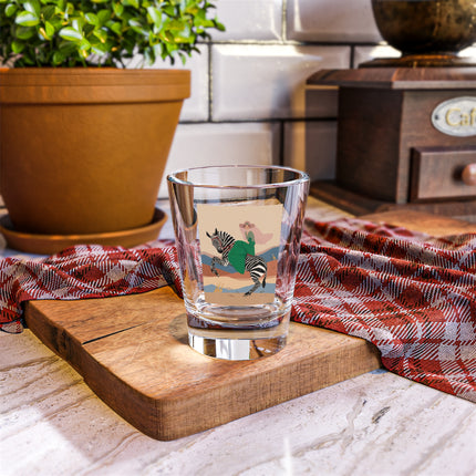 Zebra Rider Shot Glass – Safari Chic & Art Deco Adventure