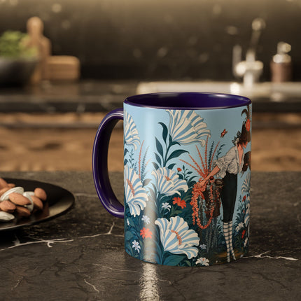 🎨💙 The Enchanted Garden Artist Colorful Mug – Art Deco Floral Whimsy