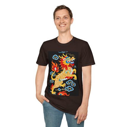🐅🔥 The Golden Fire Tiger Softstyle T-Shirt – Celestial Flames & Eastern Fantasy