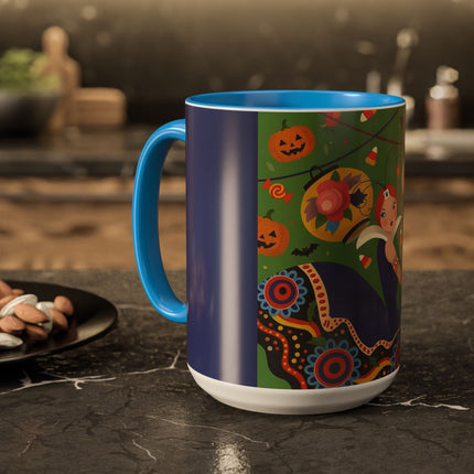 🏮🎃 The Lady Of Halloween Lanterns Colorful Mug – Colorful Art Deco Halloween Charm