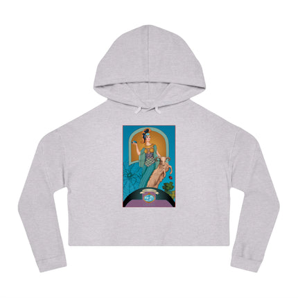 March & Aquamarine (Gem Series) by Sofia Chiostri Women’s Cropped Hooded Sweatshirt