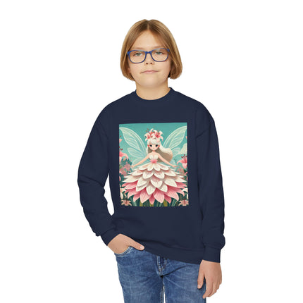 Lily Fairy in Bloom Youth Crewneck Sweatshirt – Grace, Renewal & Gentle Magic