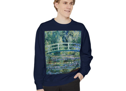 Water Lilies and Japanese Bridge by Claude Monet Unisex Garment-Dyed Sweatshirt