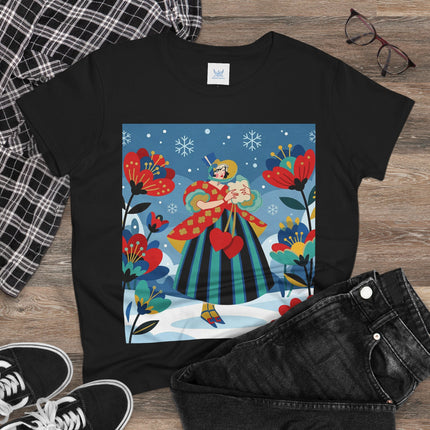 ❤️❄️ The Winter Heart Messenger Cotton Tee – Art Deco Winter Enchantment