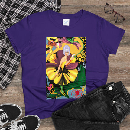 Women's Enchanted Pansy Print Midweight Cotton Tee