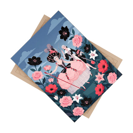 🌹🎭 The Rose Masquerade Promenade Ceramic Tile – Art Deco Floral Elegance