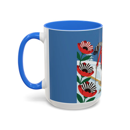 🎿🎄 The Christmas Holly Skier Colorful Mug – Whimsical Holiday Fantasy