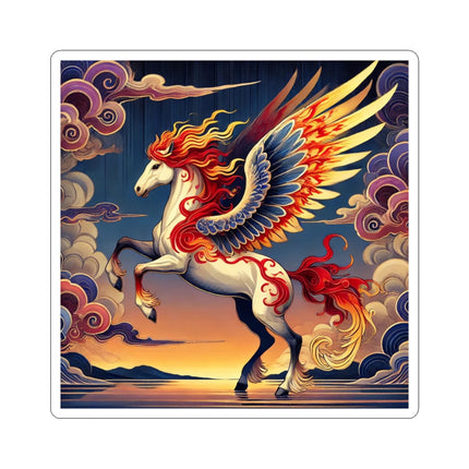 Flame-Winged Horse at Sunset Kiss-Cut Stickers (4 Sizes)