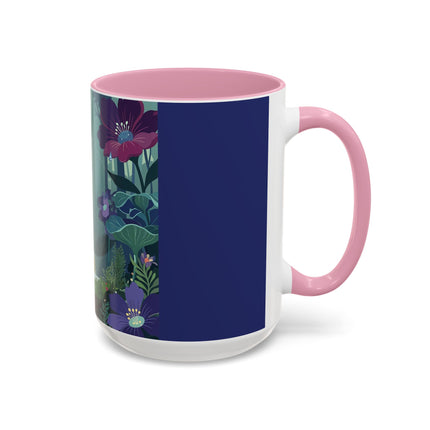 The Lady Of The Moonlit Fountain Colorful Mugs – Art Deco Botanical Serenity