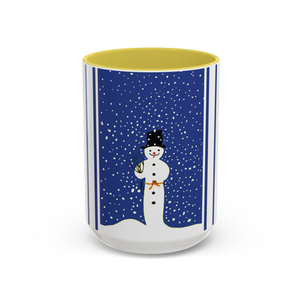 Snowman in Falling Snow Colorful Mugs (11oz, 15oz)