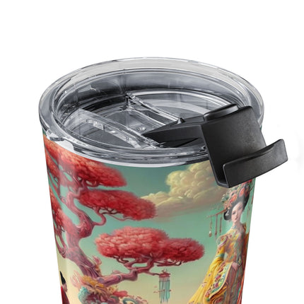 Cherry Blossom Courtesans & Crimson Crab Tumbler 20oz – Imperial Elegance & Playful Charm