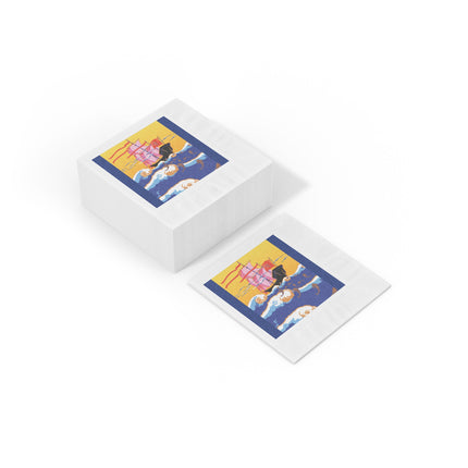 Golden Seas and Whimsical Dreams White Coined Napkins