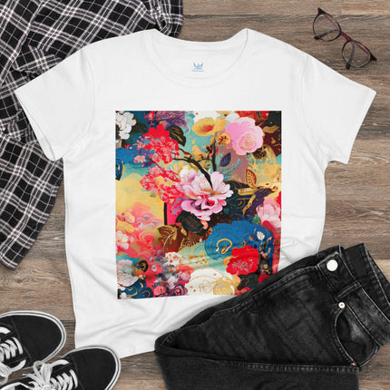 Women's Ethereal Irises Print Midweight Cotton Tee