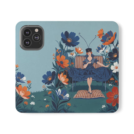 🌺🎩 The Lady Of The Grand Flower Garden Flip Case – Art Deco Floral Fantasy