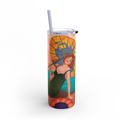 Mermaid with Parasol and Cupid by George Barbier Skinny Matte Tumbler, 20oz