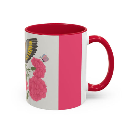 Goldfinch & Pink Flowers Colorful Mugs – Vibrant Spring & Bold Beauty