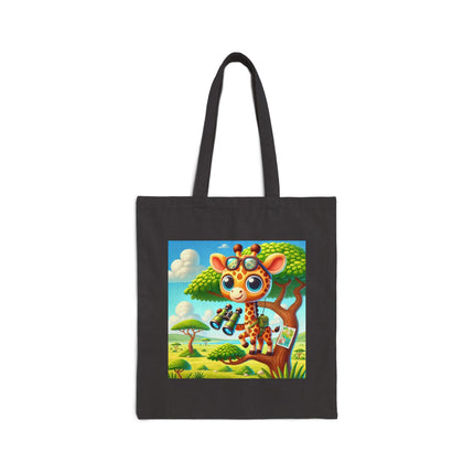 Giraffe Lookout Cotton Canvas Tote Bag
