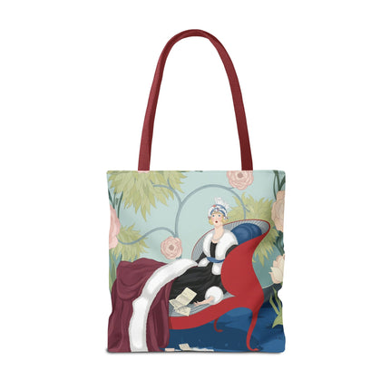 💌🌸 The Lady Of The Secret Letters Tote Bag – Art Deco Floral Elegance