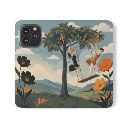 🌳🌺 The Ladies Of The Garden Swing Flip Case – Art Deco Floral Adventure