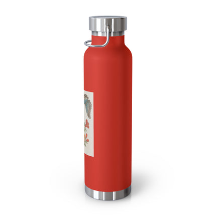 Blue Butterflies and Pomegranate by Maria Sibylla Merian Copper Vacuum Insulated Bottle, 22oz