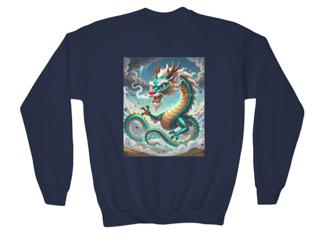 Tibetan Dragon in Battle Youth Crewneck Sweatshirt