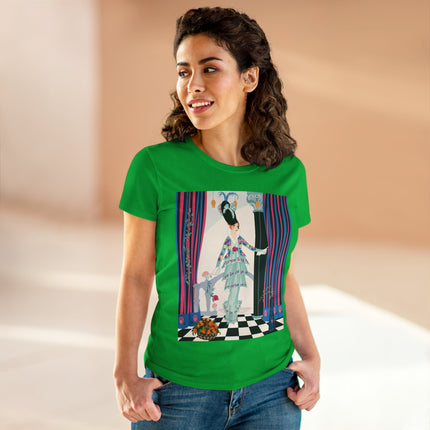 🌸🎭 The Lady Of The Garden Salon Cotton Tee – Art Deco Floral Elegance
