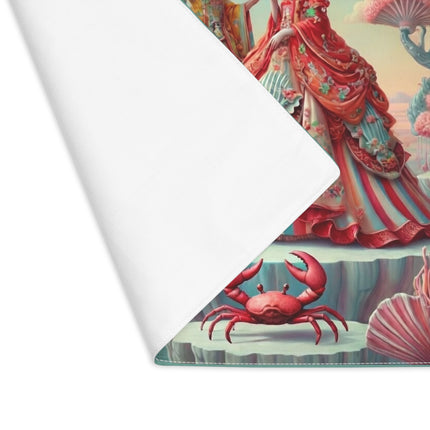 Cherry Blossom Courtesans & Crimson Crab Placemat – Imperial Elegance & Playful Charm