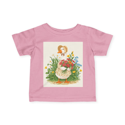 🪿🌸 The Little Flower Garden Goose Infant Fine Jersey Tee – Whimsical Woodland Charm
