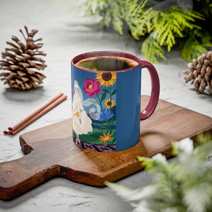 The Lady Of The Golden Parasol Colorful Mugs – Art Deco Botanical Elegance