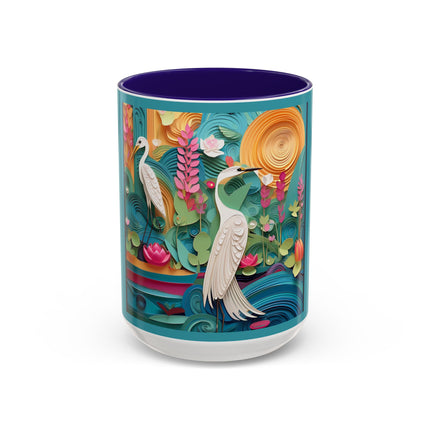 Elegant Egret Oasis Colorful Mugs (11oz, 15oz)
