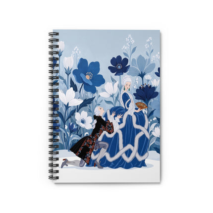 💙🌸 The Lady Of The Blue Flower Garden Spiral Notebook – Art Deco Floral Romance