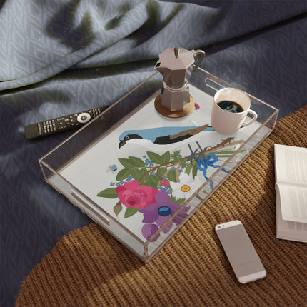 Bluebird & Butterfly Acrylic Serving Tray