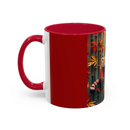 Red Panda at an Autumn Bamboo Grove Colorful Mugs (11oz, 15oz)