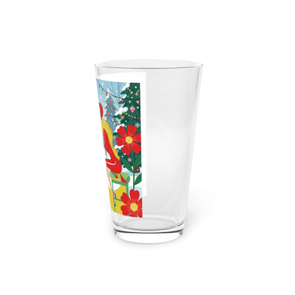 ☕🎄 Christmas Tea In The Snow Garden Pint Glass – Art Deco Holiday Friendship