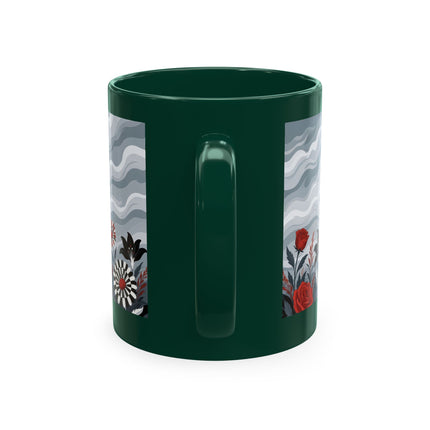 ☂️🌹 The Lady In The Windy Rose Garden Ceramic Mug – Art Deco Fashion Whimsy