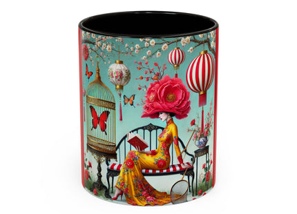 Reading in a Painted Garden Colorful Mugs (11oz, 15oz)