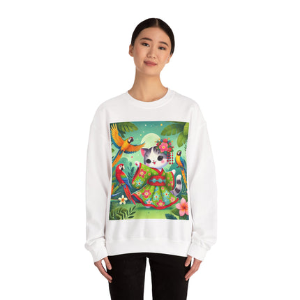 Parrot Dance of the Geisha Kitten Heavy Blend™ Crewneck Sweatshirt