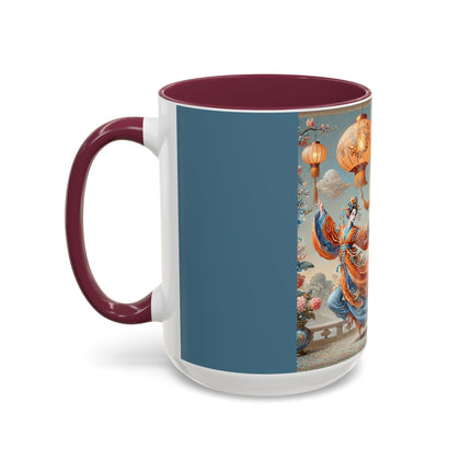 Golden Dragon & Lantern Lady Colorful Mug – Imperial Dragon & Elegant Harmony