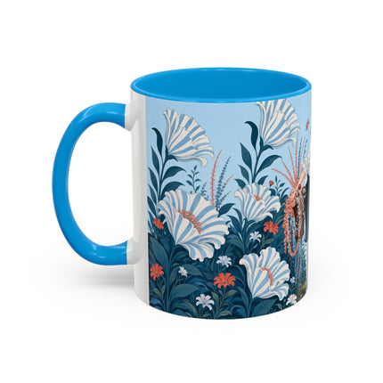 🎨💙 The Enchanted Garden Artist Colorful Mug – Art Deco Floral Whimsy