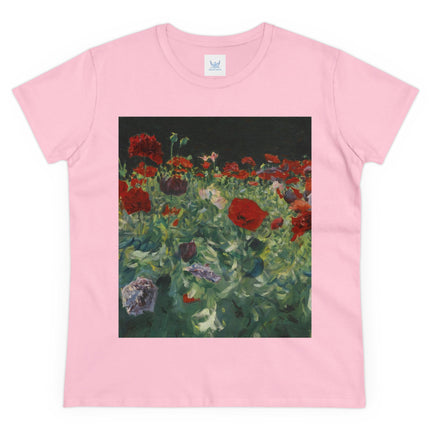 Poppies (A Study of Poppies for Carnation, Lily, Lily, Rose) by John Singer Sargent Women's Midweight Cotton Tee