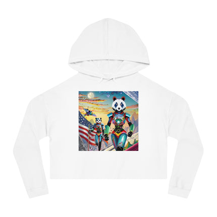Cyber Punk Robots Cropped Hooded Sweatshirt