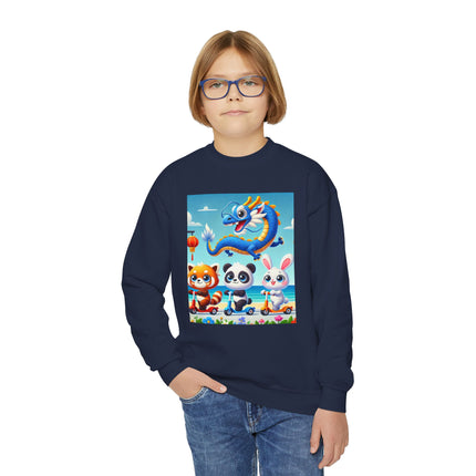 Seaside Scooter Friends Youth Crewneck Sweatshirt – Coastal Fun, Friendship & Playful Adventure