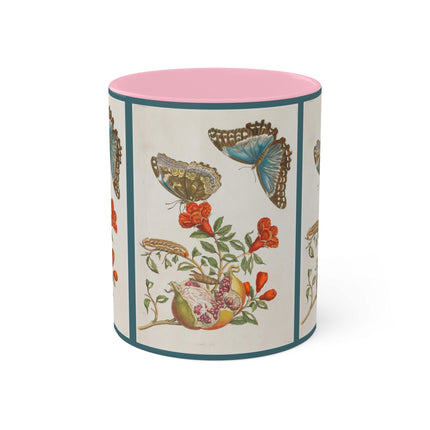 Blue Butterflies and Pomegranate by Maria Sibylla Merian Colorful Mugs, 11oz