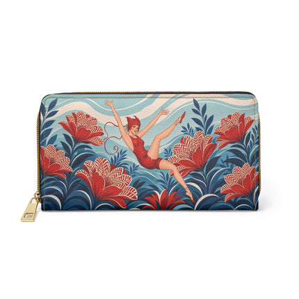 🌺💃 The Scarlet Blossom Garden Dancer Wallet – Art Deco Floral Whimsy